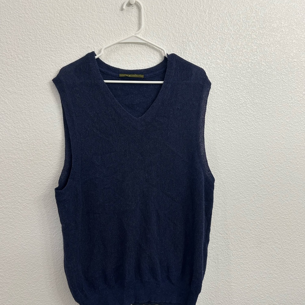 Peruvian Connection Men's Deep Blue V-Neck Sweater Vest